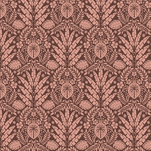 Hawaiian Damask | Regular Scale | Dusky Pink Tropical Tiki Pineapple