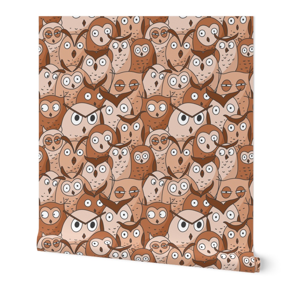 owls doodle - brown