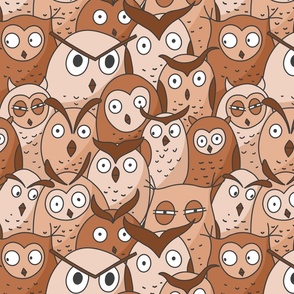 owls doodle - brown