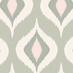 Ikat waves natural linen blush XXL wallpaper scale by Pippa Shaw