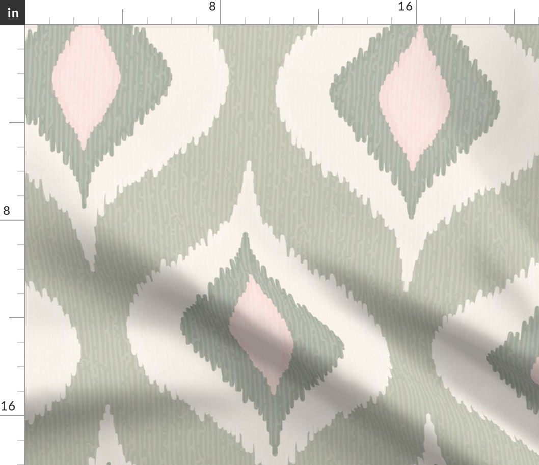 Ikat waves natural linen blush XXL wallpaper scale by Pippa Shaw