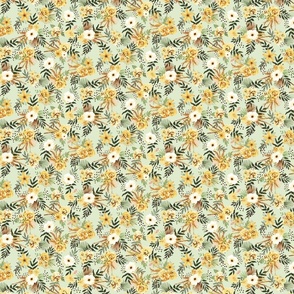 Boho Tropical Floral Wilderness in Yellow and Sage Green Small