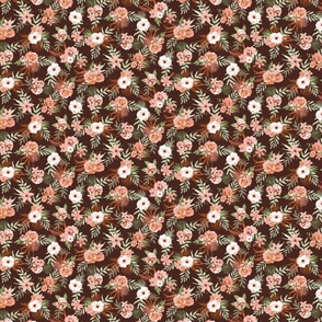 Boho Tropical Floral Wilderness in Pink and Brown Small