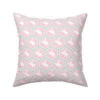 Small - Hexagon Moose - Light Pink and Mint