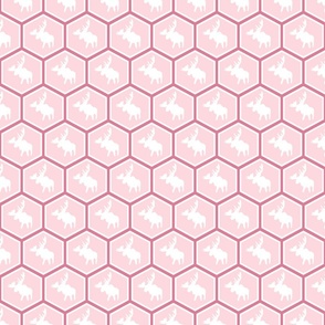 Small - Hexagon Moose - Light and Dark Pink