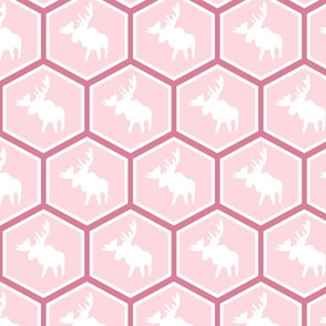 Medium - Hexagon Moose - Light and Dark Pink