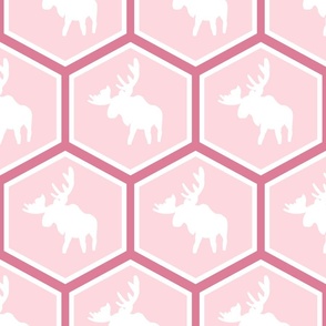 Large - Hexagon Moose - Light and Dark Pink