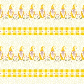 Sunshine  Gnome Plaid with Gnome in straight rows yellow 