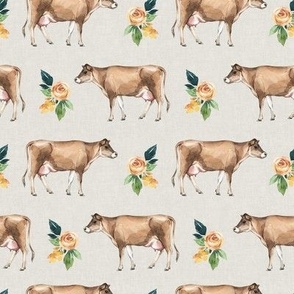 jersey cow floral pattern 8x8 scale
