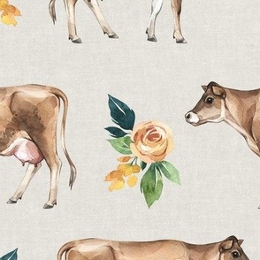 jersey cow floral pattern 12x12