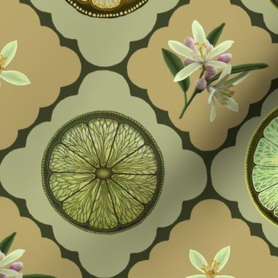 vintage Kitchen Wallpaper green and tan small scale