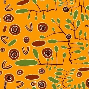 Aussie Tribal Flowers -  Design 13103719 - Orange Green Maroon