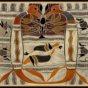 Maori Bark Painting - Birds - Design 13103846 - 40x36 repeat - Wall Hanging