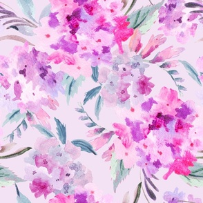 Watercolor pink abstract hydrangea