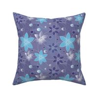 Violet blue flowers and dots 