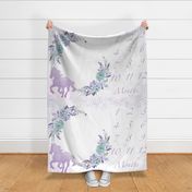 Floral Horse Milestone Blanket Purple (1 yard minky)