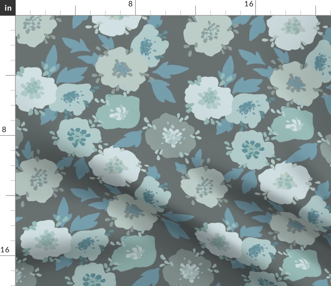 Linda floral - cool on dark grey