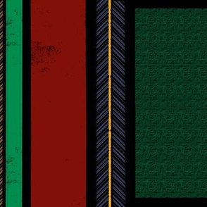 Green, Red and Black Striped Quilt Backing