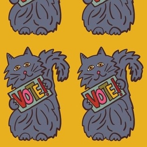 Vote Cat Cut + Sew Peel + Stick Craft Project Yellow Gray Blue
