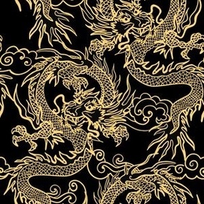 Kimono Dragon Black Dragons and Clouds