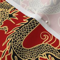 Kimono Dragon Black Dragons and Red Background