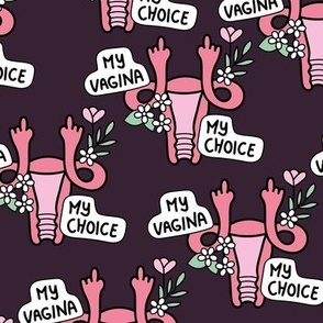 My vagina my choice -  abortion rights women feminist empowerment uterus design with FY sign in lilac purple 