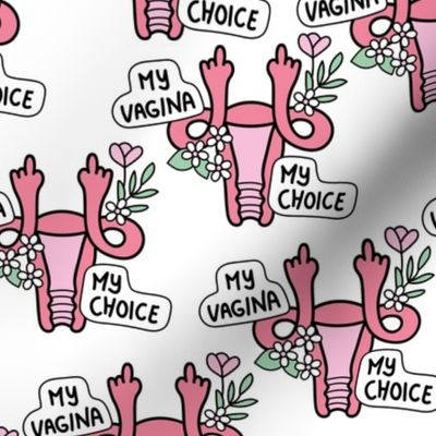 My vagina my choice -  abortion rights women feminist empowerment uterus design with FY sign white 