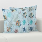 Tropical, Colorful, Beach, Monstera, Leaves, Blue, Watercolor, Summer, Spring, Duvet, Bedding, JG Anchor Designs by Jenn Grey