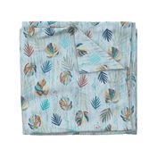 Tropical, Colorful, Beach, Monstera, Leaves, Blue, Watercolor, Summer, Spring, Duvet, Bedding, JG Anchor Designs by Jenn Grey