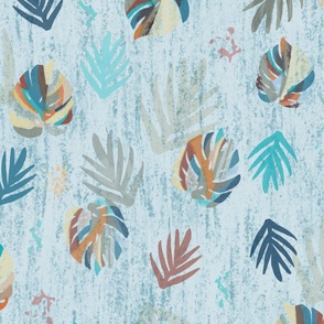 Tropical, Colorful, Beach, Monstera, Leaves, Blue, Watercolor, Summer, Spring, Duvet, Bedding, JG Anchor Designs by Jenn Grey