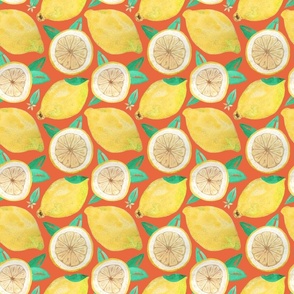 lemons, yellow, green, orange, fresh, summer feeling, summer colors, watercolor, fruit