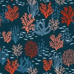 Coral - navy blue