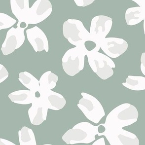 Blossom Fun sage green / abstract and playful floral pattern 