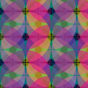 overlapping circles pink to purple on black