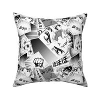 Manga repeating pattern black and white