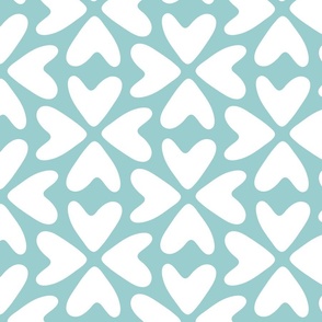 Bold Love / playful geometric hearts bright turquoise