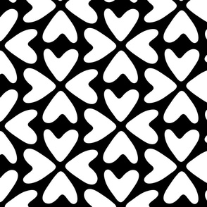 Bold Love / playful geometric hearts white on black