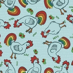 rainbow chickens - Blue