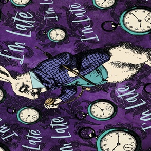 54x36 Blanket rabbit purple art deco