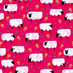 sheep at work on pink | tiny