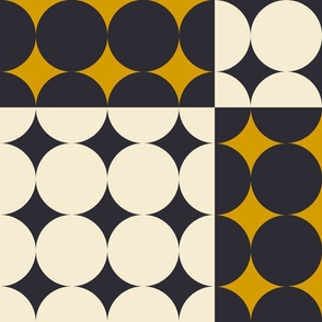 Chekered circles / Mustard & Black