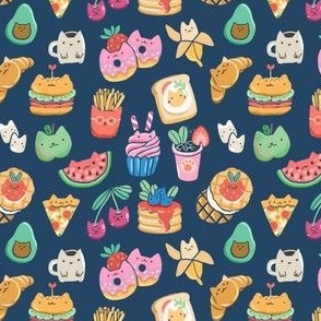 2 inch food for garden party. Cute cats picnic sweets and snacks. 