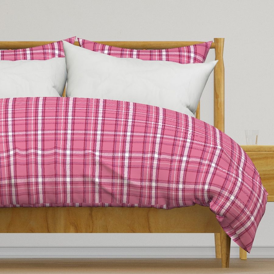 Cerise and Puce Pink Plaid with White an Spoonflower