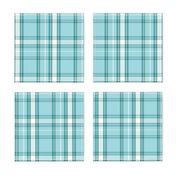 Cyan, Teal, and Verdigris Plaid Tartan