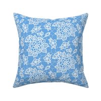 White lace flower on blue 