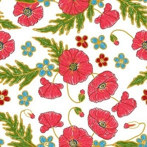 Ukrainian floral flower poppy embroidery