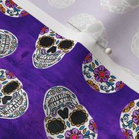 Sugar Skulls - Day of the Dead - purple grunge - LAD22