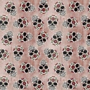 (small scale) Sugar Skulls - Day of the Dead - Blush grunge - LAD22