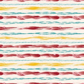 Watercolor Stripes, Cranberry, Yellow, Teal, 12 inch