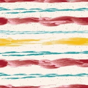 Watercolor Stripes, Cranberry, Yellow, Teal, 12 inch
